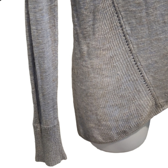 𝅺vince Gold Speckled Long Sleeve Semi Sheer Knit Ribbed Sweater - Picture 2 of 10